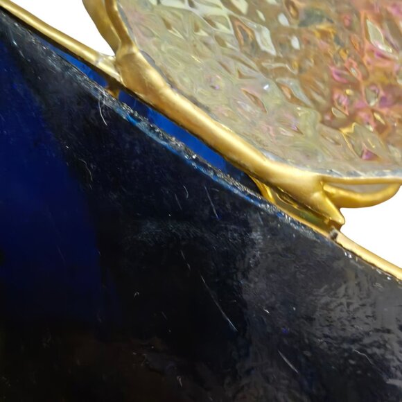 Vintage Stained Glass Angel Figurine AS IS Guitar Music Musician Blue Brown - Picture 15 of 16